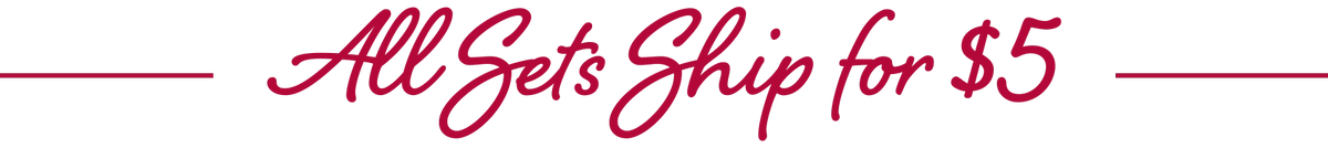 Text 'All Set's Ship for $5' in red on a white background